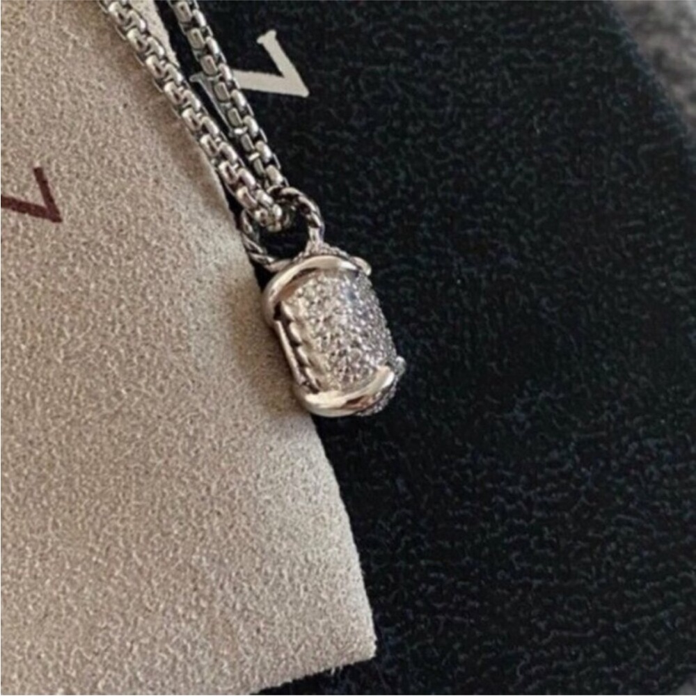 David Yurman Silver Pavé Sphere Pendant Necklace - Picture 2 of 6